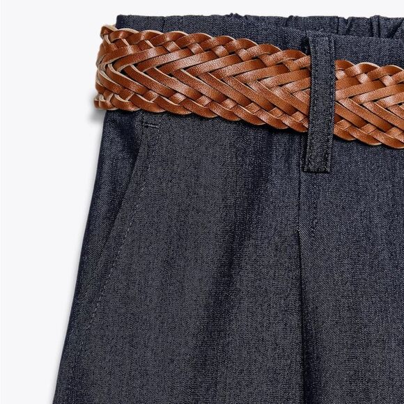 ZARA WIDE LEG BELTED PANTS - Picture 6 of 8